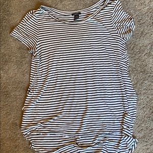 a black and white stripped t-shirt